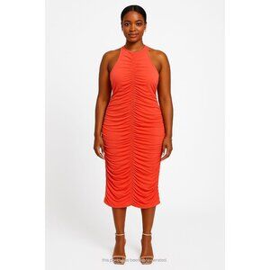 Lovers & Friends Ruched Dress Coral Medium